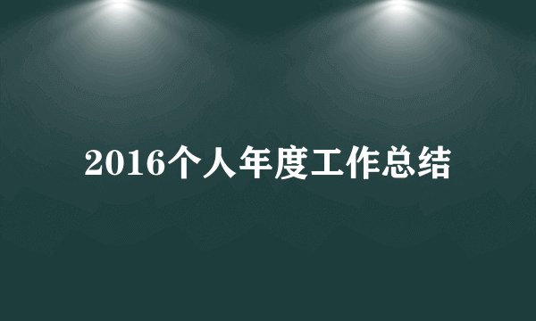 2016个人年度工作总结