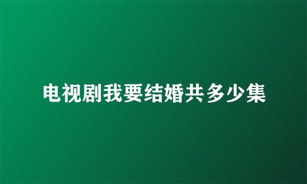 电视剧我要结婚共多少集