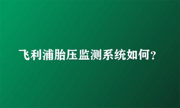 飞利浦胎压监测系统如何？