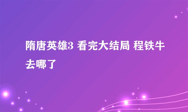 隋唐英雄3 看完大结局 程铁牛去哪了