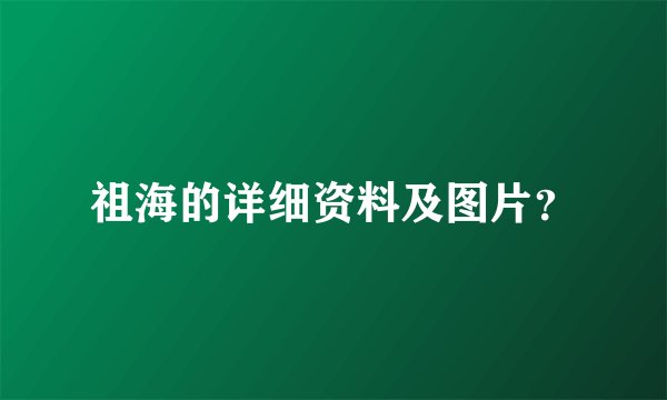 祖海的详细资料及图片？