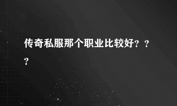传奇私服那个职业比较好？？？