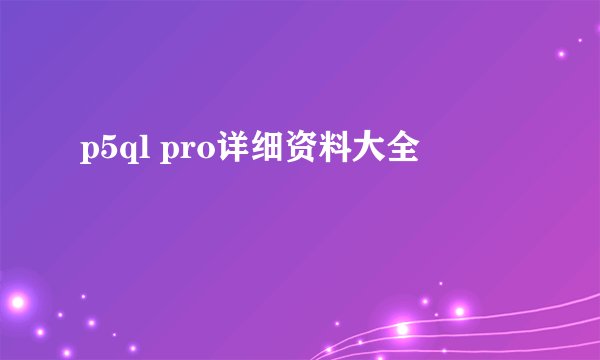 p5ql pro详细资料大全