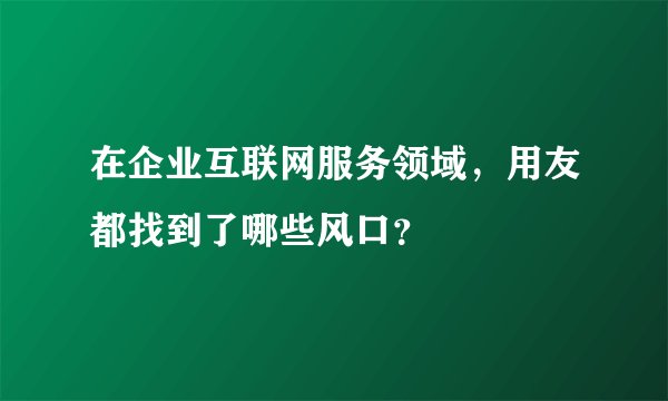 在企业互联网服务领域，用友都找到了哪些风口？