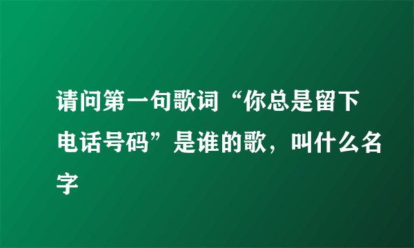 请问第一句歌词“你总是留下电话号码”是谁的歌，叫什么名字