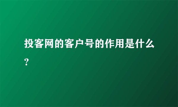 投客网的客户号的作用是什么？
