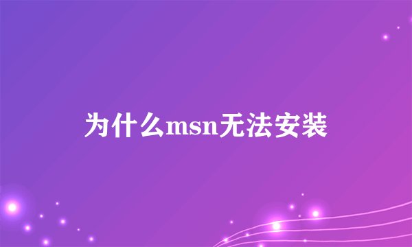 为什么msn无法安装