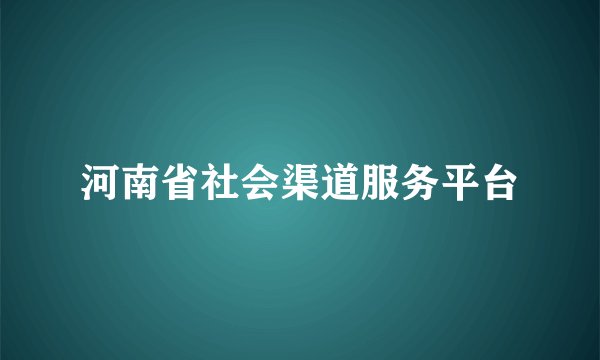 河南省社会渠道服务平台