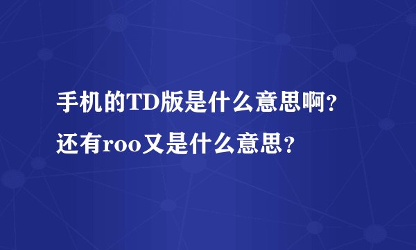 手机的TD版是什么意思啊？还有roo又是什么意思？
