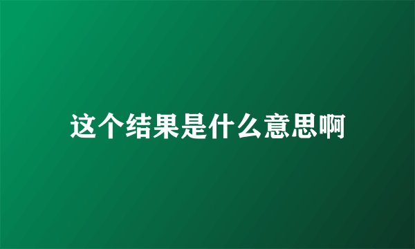 这个结果是什么意思啊