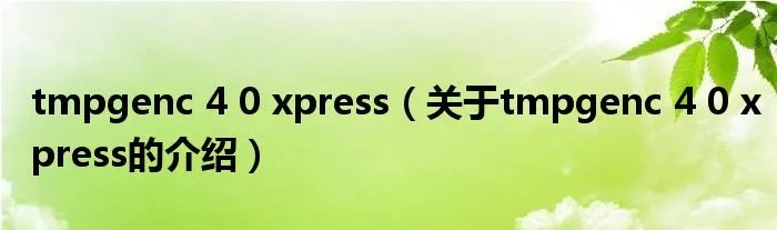 tmpgenc 4 0 xpress（关于tmpgenc 4 0 xpress的介绍）