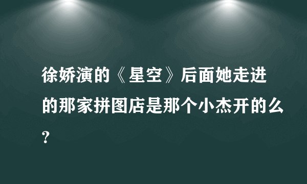 徐娇演的《星空》后面她走进的那家拼图店是那个小杰开的么？