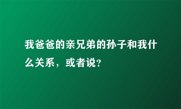 我爸爸的亲兄弟的孙子和我什么关系，或者说？