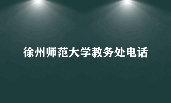徐州师范大学教务处电话