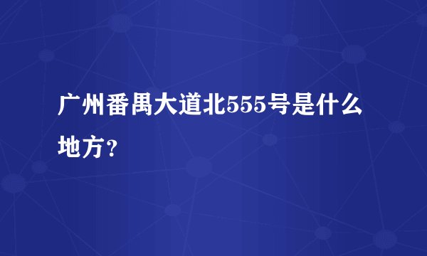 广州番禺大道北555号是什么地方？