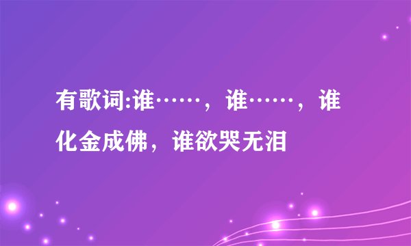 有歌词:谁……，谁……，谁化金成佛，谁欲哭无泪