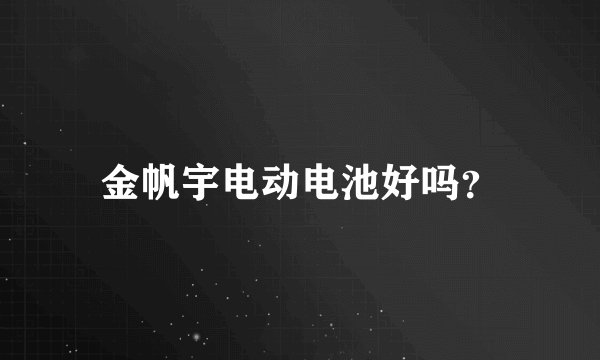 金帆宇电动电池好吗？
