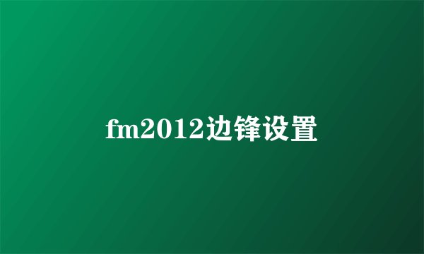 fm2012边锋设置