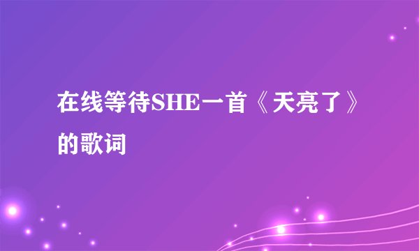 在线等待SHE一首《天亮了》的歌词