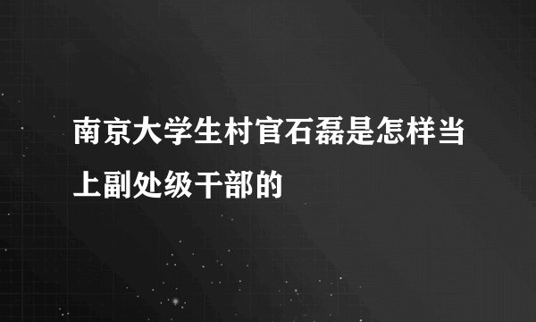 南京大学生村官石磊是怎样当上副处级干部的