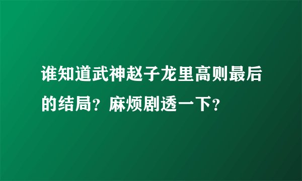 谁知道武神赵子龙里高则最后的结局？麻烦剧透一下？