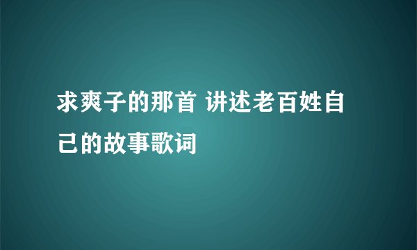 求爽子的那首 讲述老百姓自己的故事歌词
