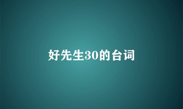 好先生30的台词