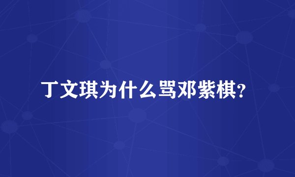 丁文琪为什么骂邓紫棋？