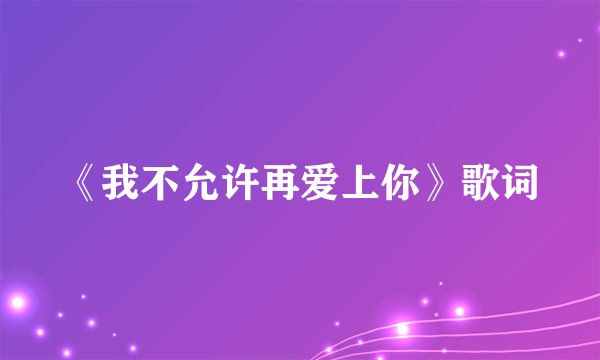 《我不允许再爱上你》歌词