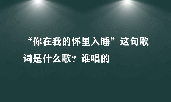 “你在我的怀里入睡”这句歌词是什么歌？谁唱的