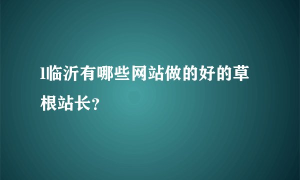 l临沂有哪些网站做的好的草根站长？