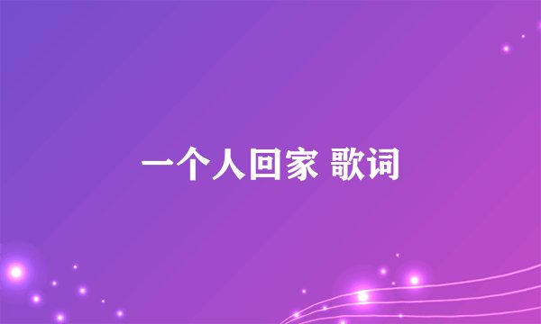 一个人回家 歌词