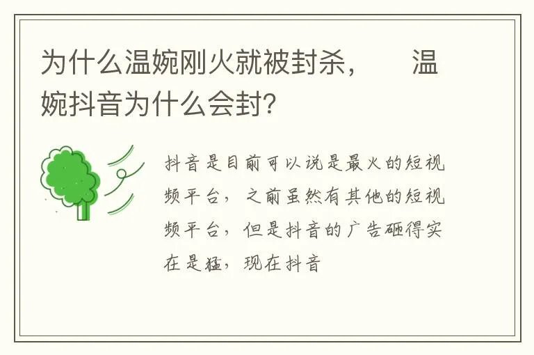为什么温婉刚火就被封杀，​ 温婉抖音为什么会封？