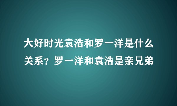 大好时光袁浩和罗一洋是什么关系？罗一洋和袁浩是亲兄弟
