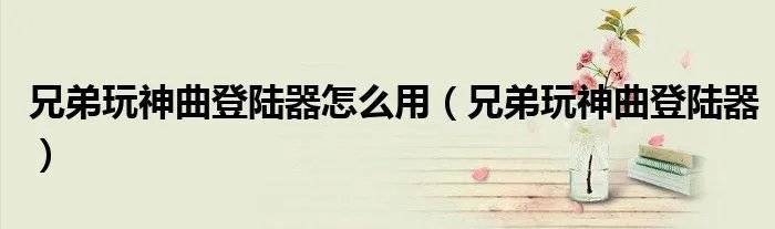 兄弟玩神曲登陆器怎么用（兄弟玩神曲登陆器）