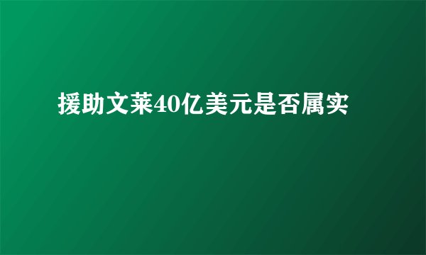 援助文莱40亿美元是否属实