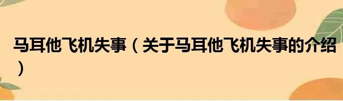 马耳他飞机失事（关于马耳他飞机失事的介绍）