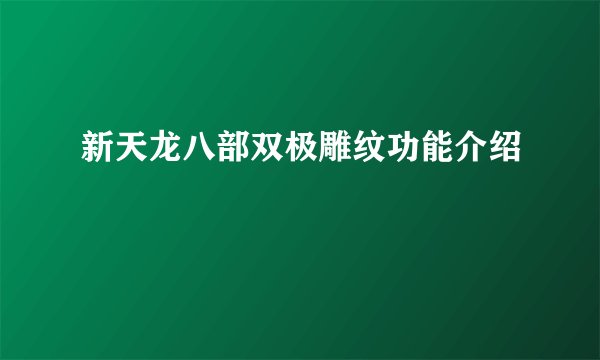 新天龙八部双极雕纹功能介绍