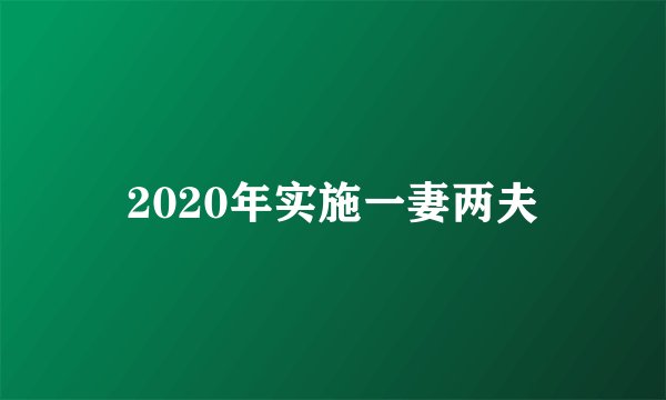 2020年实施一妻两夫