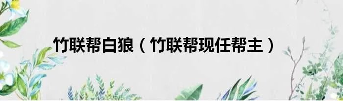 竹联帮白狼（竹联帮现任帮主）