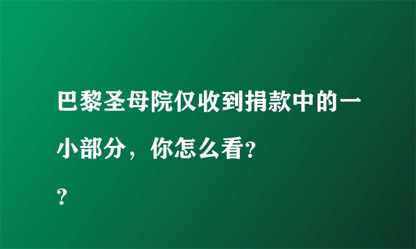 巴黎圣母院仅收到捐款中的一小部分，你怎么看？
？
