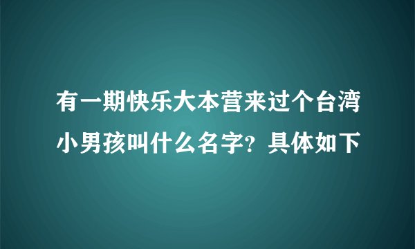 有一期快乐大本营来过个台湾小男孩叫什么名字？具体如下