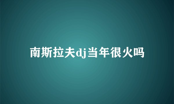 南斯拉夫dj当年很火吗