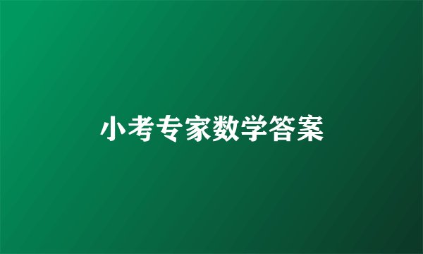 小考专家数学答案