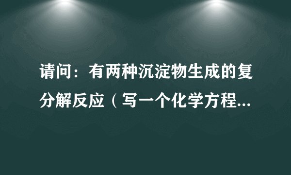请问：有两种沉淀物生成的复分解反应（写一个化学方程式） 先答先采纳