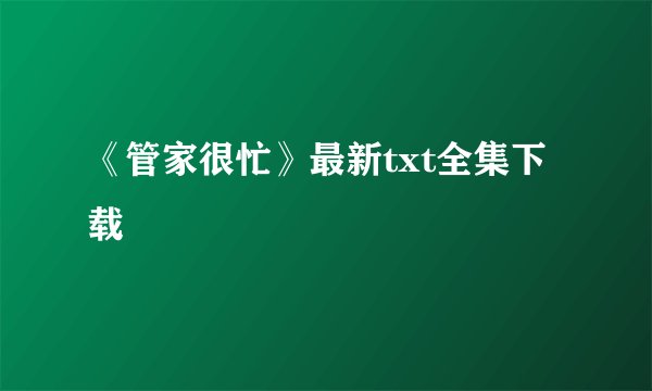 《管家很忙》最新txt全集下载
