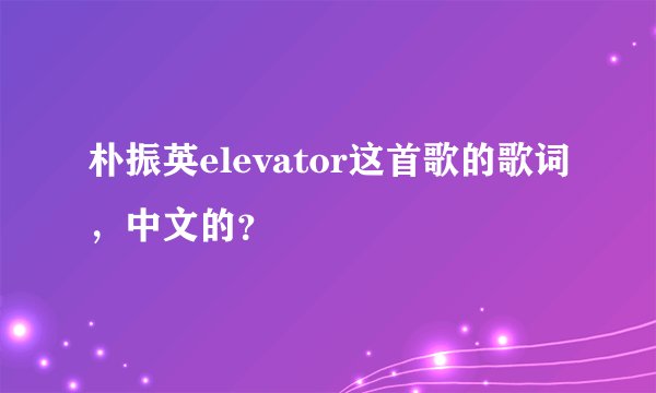 朴振英elevator这首歌的歌词，中文的？