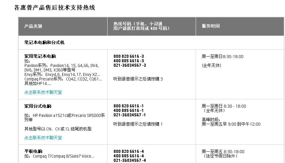 惠普电脑售后服务