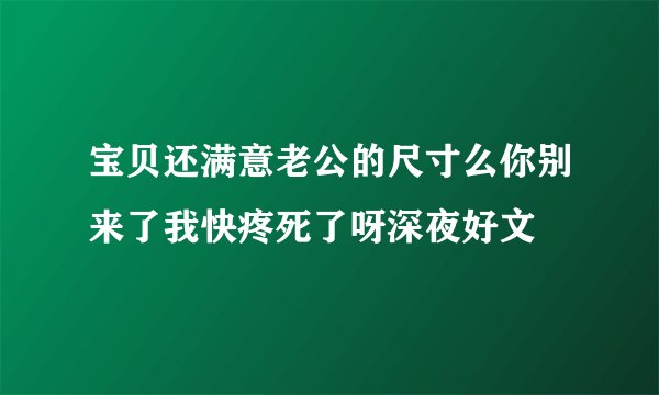 宝贝还满意老公的尺寸么你别来了我快疼死了呀深夜好文