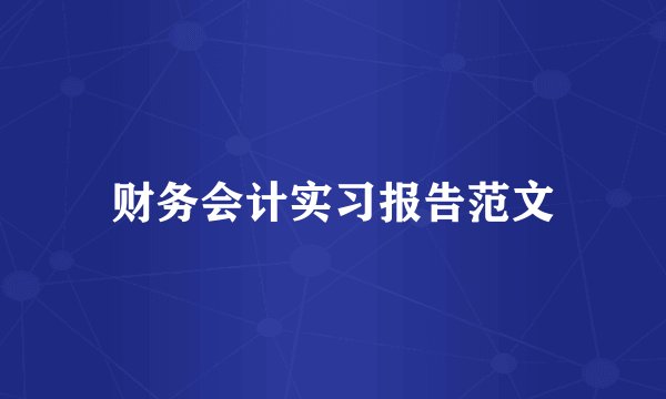 财务会计实习报告范文